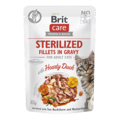 Alimento húmido para Gatos Brit Care Cat Sterilized Fillets in Gravy with Hearty Duck | Wet (Saqueta) | 12 x 85 g