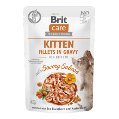 Alimento húmido para Gatos Brit Care Cat Kitten Fillets in Gravy with Savory Salmon | Wet (Saqueta)	 | 12 x 85 g