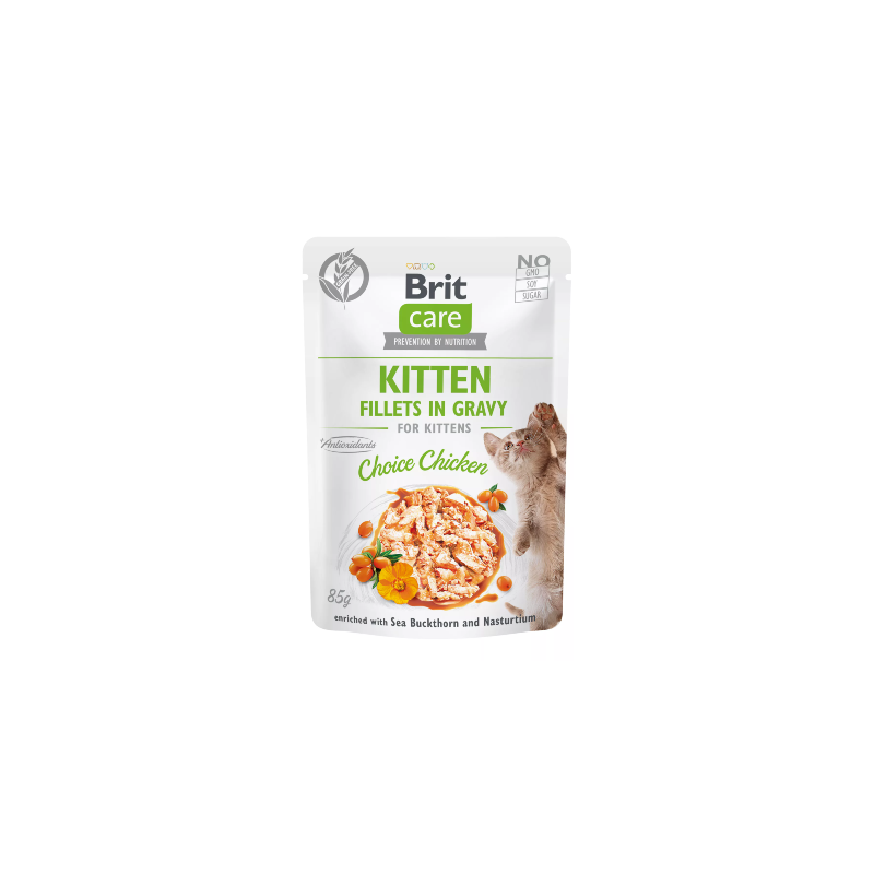 Alimento húmido para Gatos Brit Care Cat Kitten Fillets in Gravy Choice Chicken | Wet (Saqueta)	 | 12 x 85 g