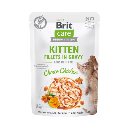 Alimento húmido para Gatos Brit Care Cat Kitten Fillets in Gravy Choice Chicken | Wet (Saqueta)	 | 12 x 85 g