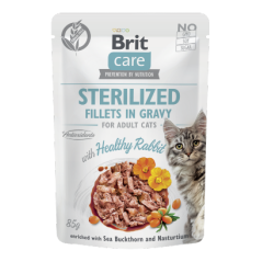 Alimento húmido para Gatos Brit Care Cat Sterilized Fillets in Gravy with Healthy Rabbit | Wet (Saqueta)	 | 12 x 85 g