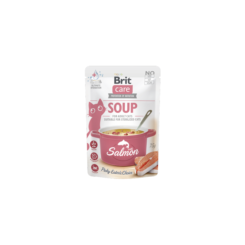 Alimento húmido para Gatos Brit Care Cat Soup with Salmon | Wet (Saqueta) | 15 x 75 g