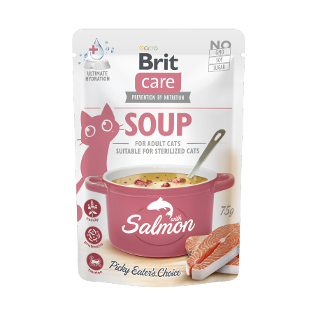 Alimento húmido para Gatos Brit Care Cat Soup with Salmon | Wet (Saqueta) | 15 x 75 g