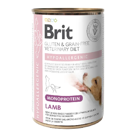 Ração Veterinária húmida para Cães Brit Veterinary Diet Dog Hypoallergenic Gluten & Grain-Free Monoprotein Lamb | Wet (Lata