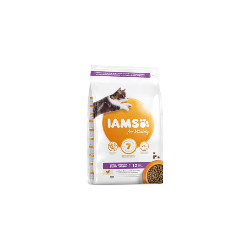 Iams for Vitality Cat Kitten Food with Fresh Chicken 10 kg