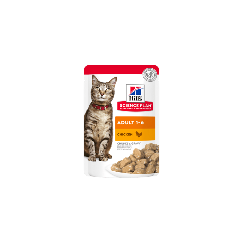 Hills Science Plan Adult Cat with Chicken | Wet (Saqueta) Cx c/ 12 saquetas 85g