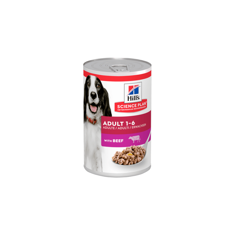 Hills Science Plan Dog Adult with Beef | Wet (Lata) 12 X 370 g