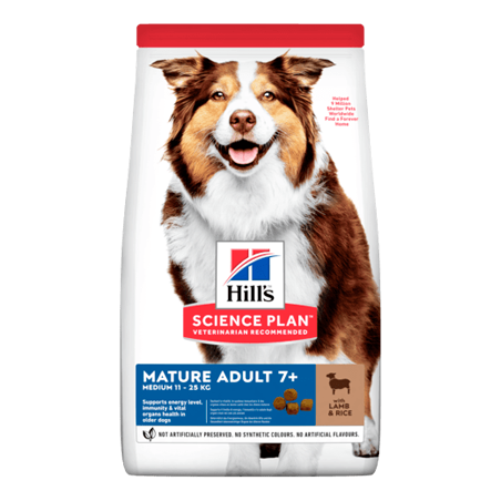 Hills Science Plan Dog Medium Mature Adult 7+ with Lamb & Rice 14 kg