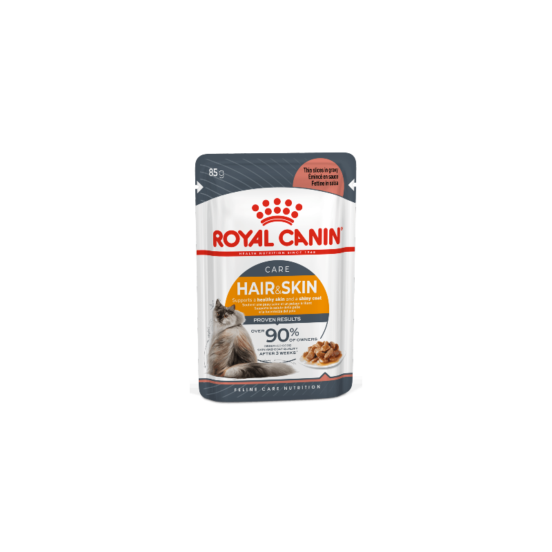 Royal Canin Cat Hair & Skin in Gravy | Wet (Saqueta) 12 X 85 g