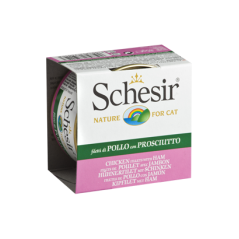 Schesir Cat Filete de Frango com Presunto em Gelatina | Wet (Lata) 14 X 85 g