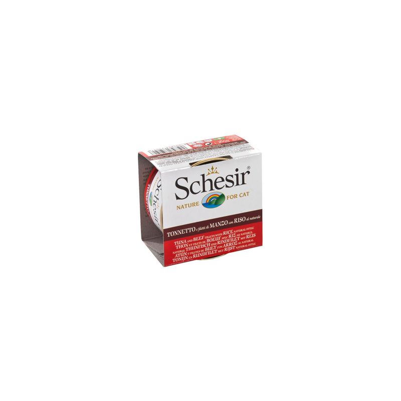 Schesir Cat Atum com Filete de Carne e Arroz ao Natural | Wet (Lata) 14 X 85 g