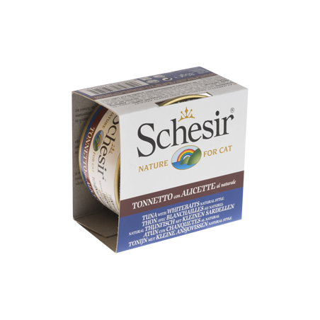 Schesir Cat Atum com Sardinha e Arroz ao Natural | Wet (Lata) 14 X 85 g