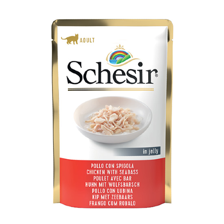 Schesir Cat Filete de Frango com Robalo em Gelatina | Wet (Saqueta) 20 X 85 g