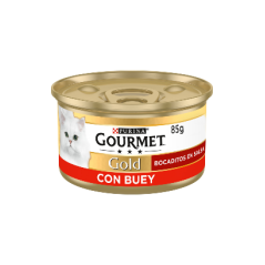 Gourmet Gold Pedacinhos em molho com Carne de Vaca | Wet (Lata) 24 X 85 g