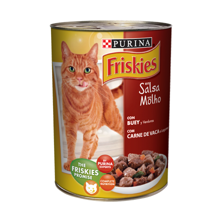 Friskies Gato Adulto Pedaços em molho de Carne de Vaca e Legumes | Wet (Lata) 24 X 400 g