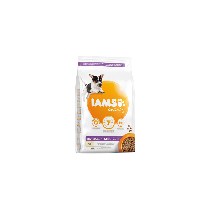 Iams for Vitality Small and Medium Breed Dog Puppy Food with Fresh Chicken 3 kg