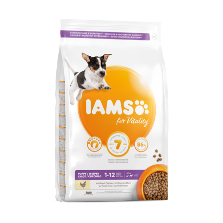 Iams for Vitality Small and Medium Breed Dog Puppy Food with Fresh Chicken 3 kg