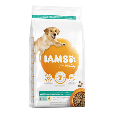 Iams for Vitality Light & Sterilised Dog Food with Fresh Chicken 3 kg