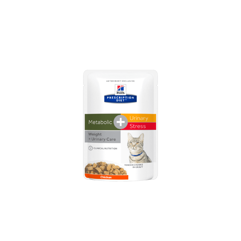 Hills Prescription Diet Feline c/d Urinary Stress + Metabolic | Wet (Saqueta) Cx c/ 12 saquetas 85 g