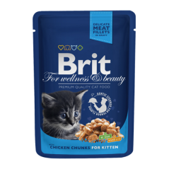 Brit Premium by Nature Cat Kitten Wet | Chicken Chunks (Saqueta) 24 X 100 g