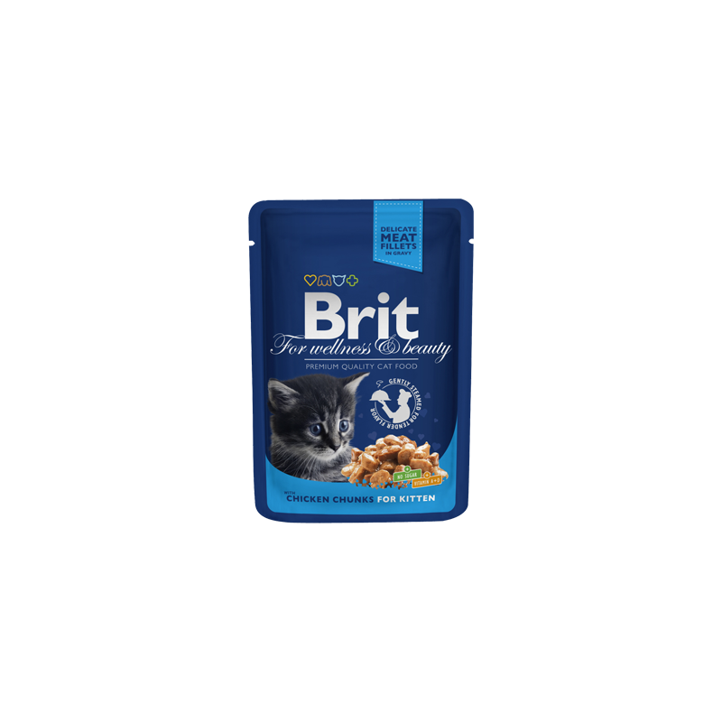 Brit Premium by Nature Cat Kitten Wet | Chicken Chunks (Saqueta) 24 X 100 g