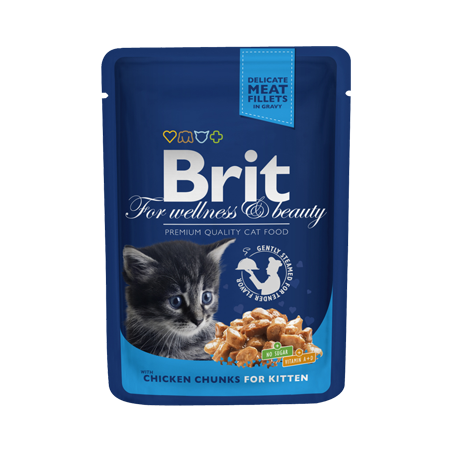 Brit Premium by Nature Cat Kitten Wet | Chicken Chunks (Saqueta) 24 X 100 g