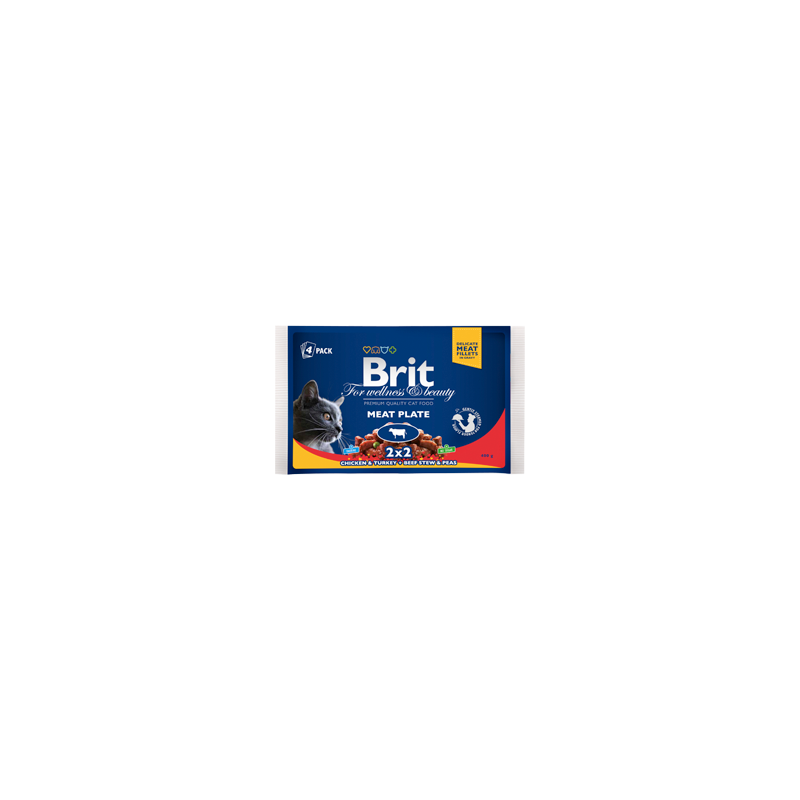 Brit Premium by Nature Cat Multipack Wet | Meat Plate (Saqueta) 4 x 100 g