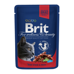 Brit Premium by Nature Cat Wet | Beef Stew & Peas (Saqueta) 100 g