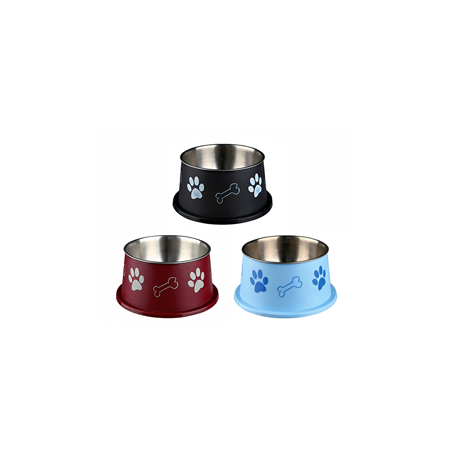 Trixie Long-Ear Bowl in Stainless Steel and Plastic Preto