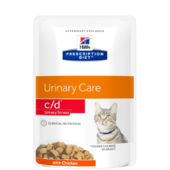 Hills Prescription Diet Feline c/d Urinary Stress with Chicken | Wet (Saqueta) Cx c/ 12 saquetas 85 g