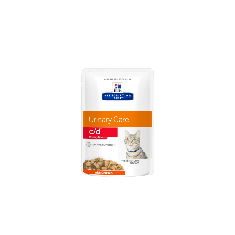 Hills Prescription Diet Feline c/d Urinary Stress with Chicken | Wet (Saqueta) Cx c/ 12 saquetas 85 g