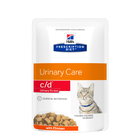 Hills Prescription Diet Feline c/d Urinary Stress with Chicken | Wet (Saqueta) Cx c/ 12 saquetas 85 g