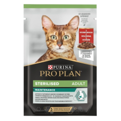 Pro Plan Cat Sterilised Maintenace with Beef | Wet (Saqueta) 26 X 85 g