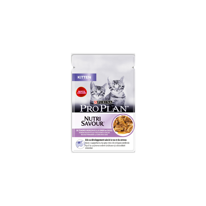 Pro Plan Cat Kitten NutriSavour with Turkey in Gravy| Wet (Saqueta) 26 X 85 g