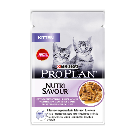 Pro Plan Cat Kitten NutriSavour with Turkey in Gravy| Wet (Saqueta) 26 X 85 g