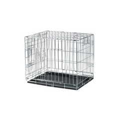 Portugal Pet Jaula Metálica Cromada em Grelha 91 cm x 61 cm x 66 cm