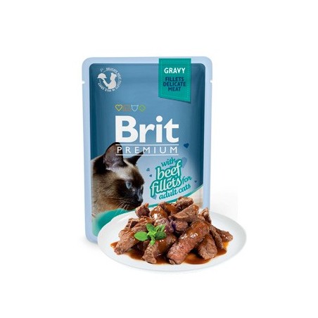 Brit Premium by Nature Cat Delicate Fillets in Gravy with Beef | Wet (Saqueta) 24 X 85 g