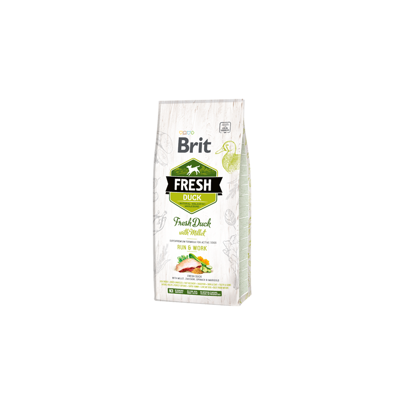 Brit Fresh Dog Active Run & Work with Duck & Millet 12 kg