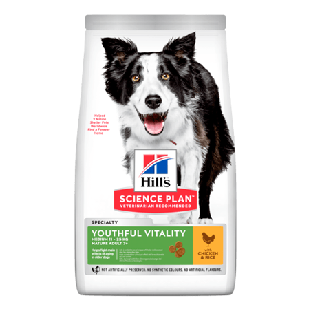 Hills Science Plan Dog Youthful Vitality Medium Mature Adult 7+ with Chicken & Rice 14 kg