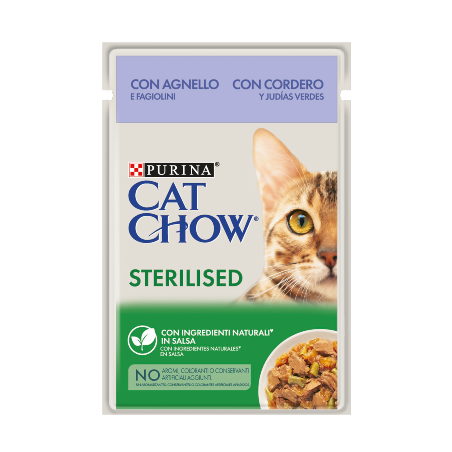 Cat Chow Adult Sterilized Lamb & Green Beans | Wet (Saqueta) 26 X 85 g