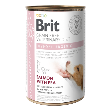 Brit Veterinary Diet Dog Hypoallergenic Grain-Free Salmon with Pea| Wet (Lata) 400 g