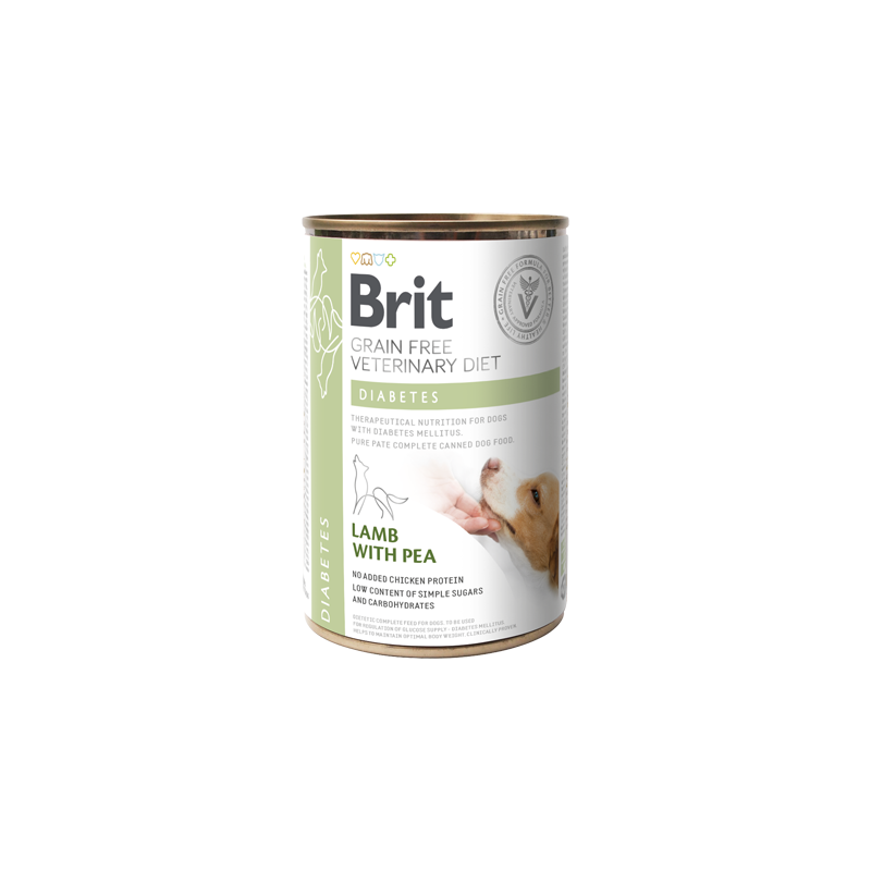 Brit Veterinary Diet Dog Diabetes Grain-Free Lamb with Pea | Wet (Lata) 6 X 400 g