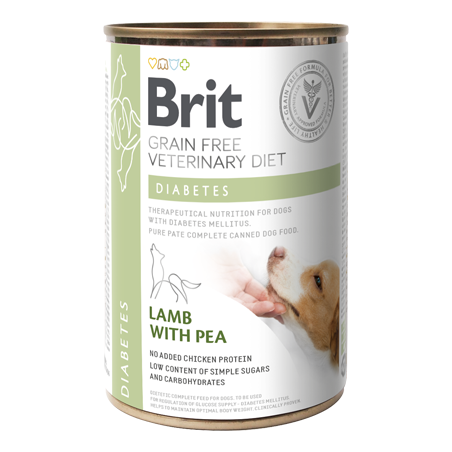 Brit Veterinary Diet Dog Diabetes Grain-Free Lamb with Pea | Wet (Lata) 6 X 400 g