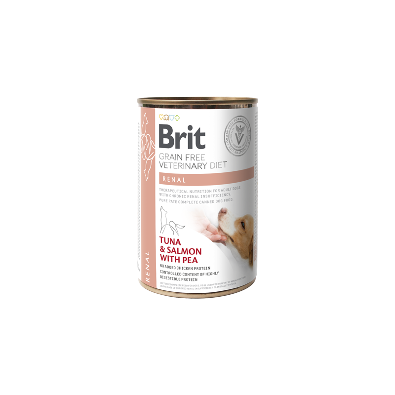 Brit Veterinary Diet Dog Renal Grain-Free Tuna & Salmon with Pea | Wet (Lata) 400 g