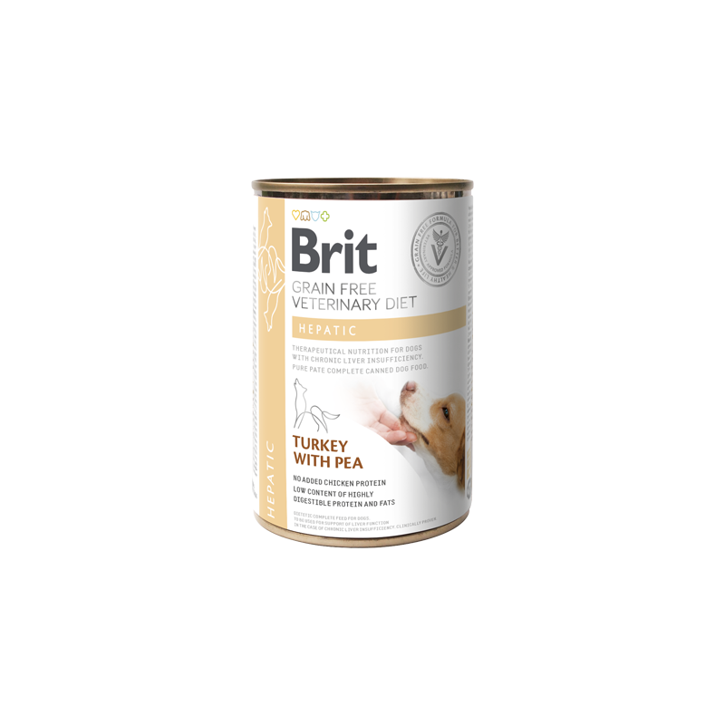 Brit Veterinary Diet Dog Hepatic Grain-Free Turkey with Pea | Wet (Lata) 400 g