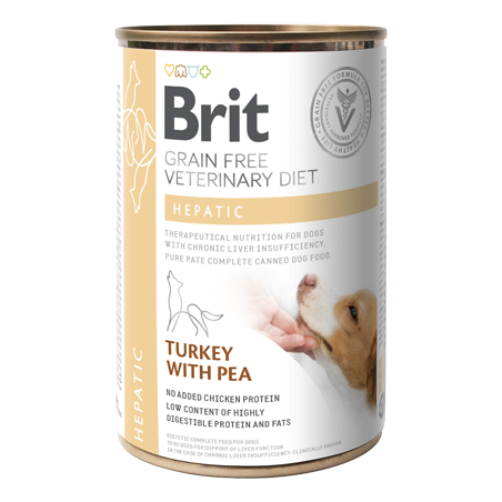 Brit Veterinary Diet Dog Hepatic Grain-Free Turkey with Pea | Wet (Lata) 400 g