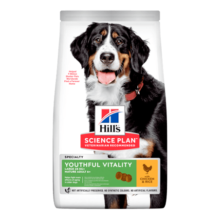 Hills Science Plan Dog Youthful Vitality Large Breed Mature Adult 6+ with Chicken & Rice 14 kg