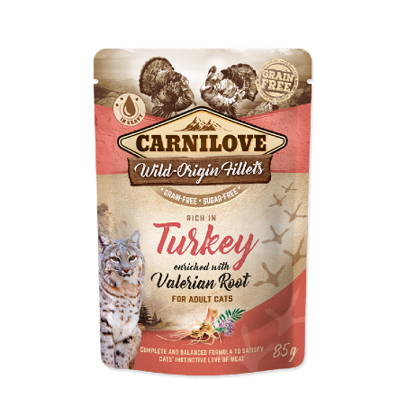 Carnilove Grain-Free Cat Turkey with Valerian Root | Wet (Saqueta) 24 X 85 g