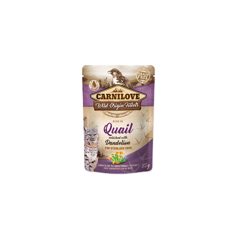 Carnilove Grain-Free Cat Sterilized Quail with Dandelion | Wet (Saqueta) 85 g