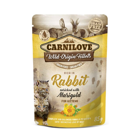 Carnilove Grain-Free Cat Rabbit with Marigold for Kittens | Wet (Saqueta) 85 g